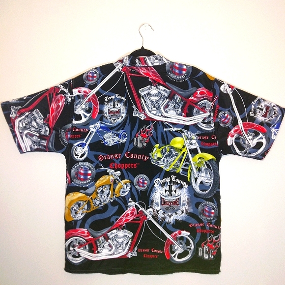 Vintage Orange County Chopper Short Sleeve Button Down Men's Size Large - Picture 3 of 12